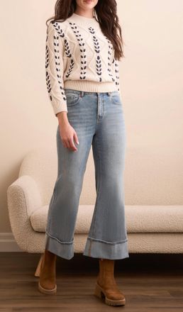 Tribal Brooke Palazzo Jeans With Cuffs In Washedblue
