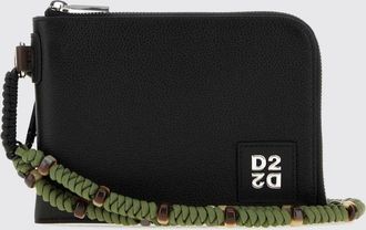 Dsquared2 Upside Down Leather Document Holder with Embroidered Logo and Zip