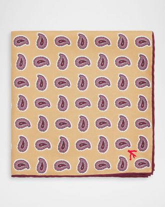 Isaia Men & apos;s Paisley Silk Pocket Square
