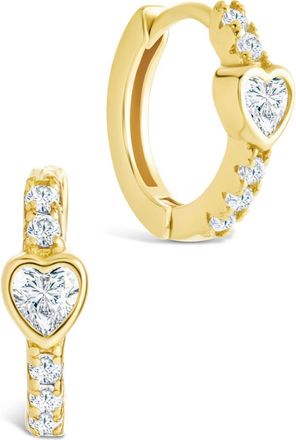 Sterling Forever Heart Bezel Hoop Earrings in Gold at Nordstrom