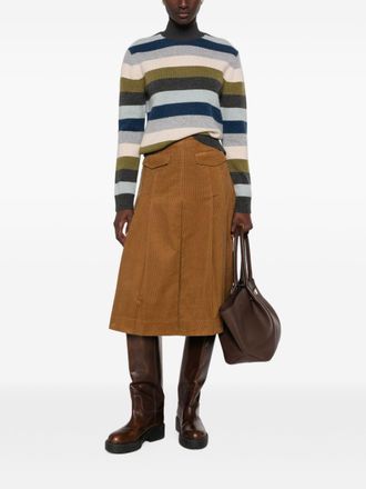 Tory Burch Corduroy Pleated Skirt - Brown