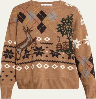 Monse Mixed Fair Isle Crewneck Sweater