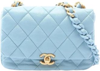 Chanel Pre-owned Matelasse Lambskin Shoulder Bag - Dames - Vintage Schoudertas - Blauw - ONE Size - Leer - Vintage