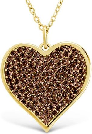 Sterling Forever 14k Gold Plated Sterling Silver Chocolate Cubic Zirconia Heart Pendant Necklace at Nordstrom