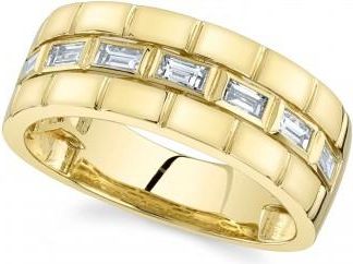 Allurez Baguette Lab Grown Diamond Mens Wedding Ring Band 14K Yellow Gold (0.50ct)