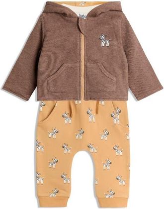 JoJo Maman B&eacute;b&eacute; Reversible Jacket, Bodysuit & Joggers Set in Brown at Nordstrom, Size 12-18M
