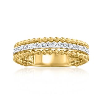 Ross-Simons Diamond Beaded 3-Row Ring in 18kt Gold Over Sterling