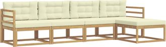 vidaXL Conjunto De Sof&aacute;s De Exterior 4 Uds. Blanco Y Crema Poli&eacute;ster Vidaxl