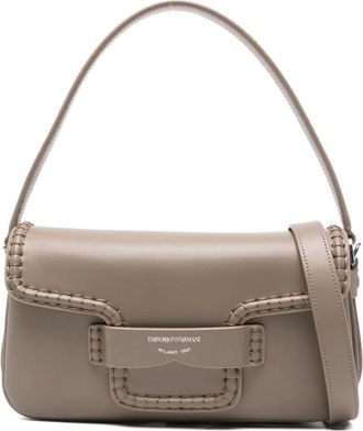 Emporio Armani Shoulder Bags, female, Gray, ONE SIZE, Dove Grey Leather Shoulder Bag