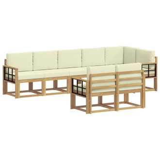 vidaXL Conjunto De Sof&aacute;s De Exterior 8 Pcs Blanco Y Crema Poli&eacute;ster Vidaxl