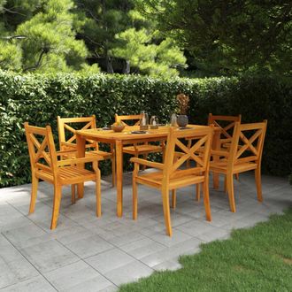 vidaXL Vidaxl Juego De Comedor De Jard&iacute;n 7 Piezas Madera Maciza De Acacia
