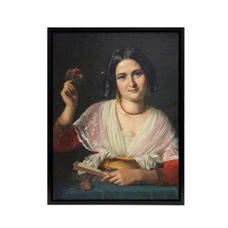 Artery8 Wilhelm Marstrand Roman Woman in Carnival Costume Framed Canvas Art | Size: W24 x H32