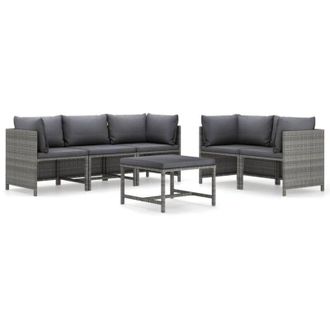 vidaXL Vidaxl - Set Divani da Giardino 6 pz con Cuscini in Polyrattan Grigio
