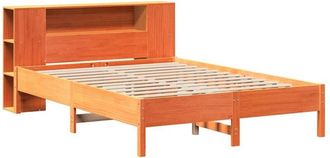 vidaXL Bookcase Bed without Mattress Wax Brown 120x190 cm Small Double Solid Wood Pine vidaXL