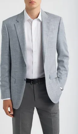Emporio Armani Light Grey M&eacute;lange Sport Coat in Solid Light Grey/pastel Blue at Nordstrom, Size 50