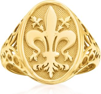 Ross-Simons Italian 14kt Yellow Gold Fleur-De-Lis Signet Ring