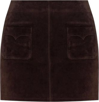 Zadig&Voltaire Short Skirts, female, Brown, XS, Dark Brown Leather Skirt with Pockets