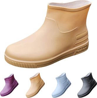 Generic Slip-on Rain Boots Wellington Women Size 6.5 Ankle Short Wellies Rainboots, Ladies Lightweight EVA Durable Comfortable Garden Boots Outdoor Waterproof
