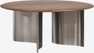 Sklum Mesa De Centro Redonda &Oslash;80 Cm En Madera De Mango Y Acero Inoxidable Marvion Sklum