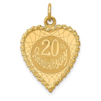 Diamond2Deal 14k Yellow Gold Happy 20th ANNIVERSARY Charm