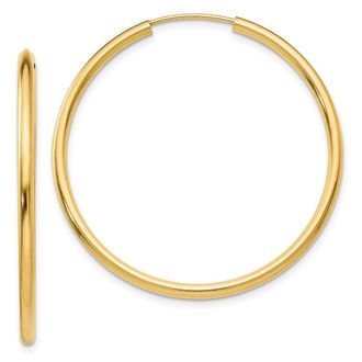 Diamond2Deal 10k Yellow Gold Round Endless Hoop Earrings 1.79g