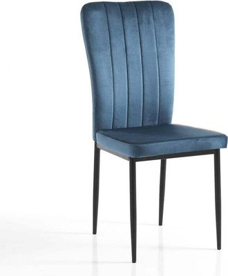 Oresteluchetta Juego De 4 Sillas De Comedor De Terciopelo Y Metal Silly - Azul Marino