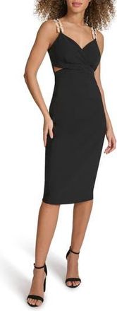 Siena My Balconia Chain Strap Stretch Woven Midi Dress in Black at Nordstrom Rack, Size 10