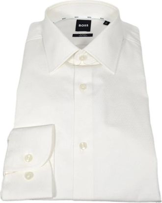 HUGO BOSS H-Hank-Kent Shirt - Heren - Zakelijke Overhemden - Wit - 4XL - Katoen - Overhemden