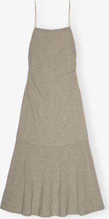 Ganni Grey Light Melange Suiting Long Dress - Size 38 Alfalfa