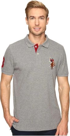 U.S.Polo Association U. S. Polo Assn. Polo Shirt Mens Heather Gray Short Sleeve Pullover MOT1