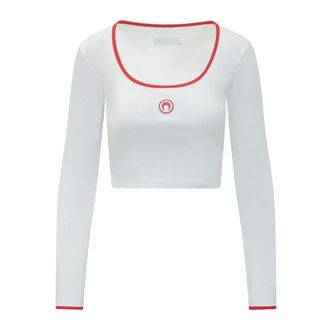 Marine Serre Long Sleeve Tops, female, White, Size: M Long Sleeve T-Shirt