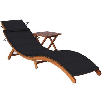 vidaXL Vidaxl - Sdraio da Giardino con Cuscino e Tavolo in Massello di Acacia