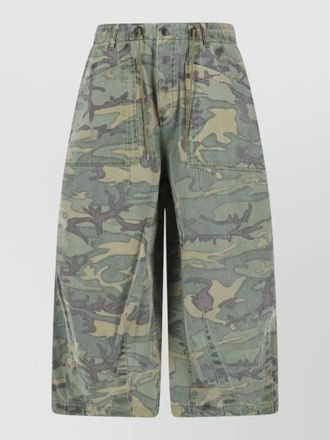 Needles wide leg camouflage shorts multiple pockets
