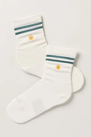 Bombas Icon Double-Stripe Quarter Crew Socks