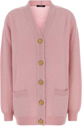 Balmain Cardigans, female, Pink, Size: 2XS Cashmere and Wool Cardigan