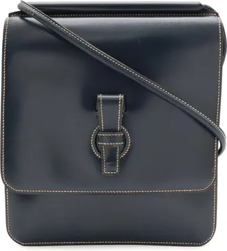 Herm&egrave;s Navy Box Calf Leather Pochette Shoulder Bag (Pre-Owned)