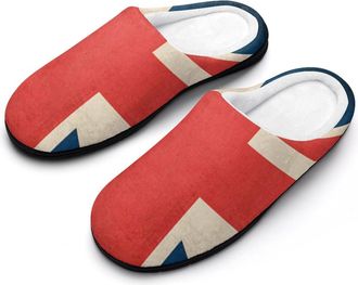 Generic Vintage British Flag Mens House Slippers Memory Foam Washable Cotton Slip on Home Shoes