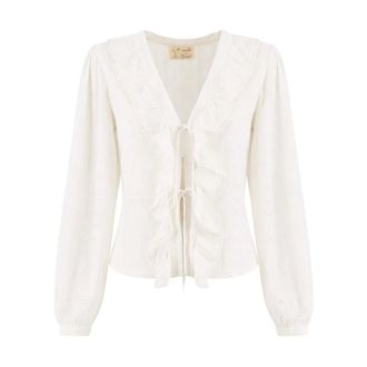 MC2 Saint Barth Blouses, female, White, Size: XS Broderie Anglaise Lace Blouse
