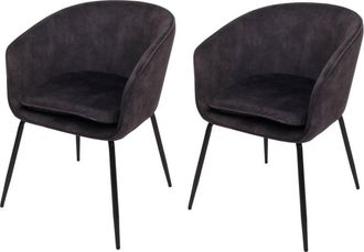 Hhg Nunca Usado] Lote De 2 Sillas De Comedor Hhg 074, Silla De Cocina Silla Tapizada, Tela/textil (340g/m&sup2;) Metal, Gris Oscuro