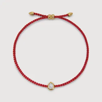 Monica Vinader Gold Pear Diamond Cord Bracelet Lab Grown Diamond