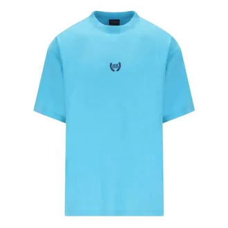 Balenciaga Cotton Logo T-Shirt - male - Balenciaga - T-Shirts - Blue - S - Tops