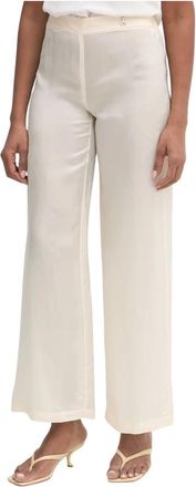Patrizia Pepe Wijde broek - Dames - Wijde Broeken - Beige - M - Polyester - Broeken