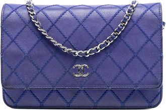 Chanel Womens Pre-owned Cc Quilted Calfskin Fancy Wallet On Chain - Purple Leather - One Size