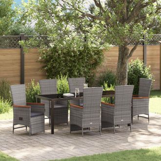 vidaXL Conjunto De Comedor De Jard&iacute;n 7 Pcs Gris Rat&aacute;n Sint&eacute;tico Vidaxl