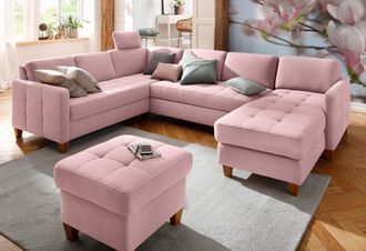 HOME AFFAIRE Wohnlandschaft »Earl U-Form« wahlweise auch mit Bettfunktion oder Bettfunktion mit Bettkasten