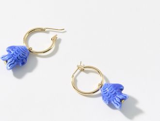 Simons Womens Blue-fish Hoop Earrings