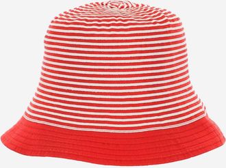Grevi Womens Striped Grosgrain Bucket Hat Red Cotton