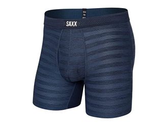 Saxx Underwear Droptemp Cooling Mesh Boxer Brief Fly Mens Underwear Dark Denim Heather : 2XL, Elastane/Polyester