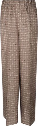 Max Mara MXM Vischio Gedrukte Zijden Broek - Dames - Wijde Broeken - Veelkleurig - XS - Broeken