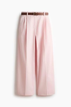 H&M Belted Cotton Chinos in Light Pink at Nordstrom, Size 10